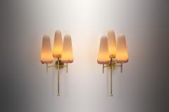 Hans Agne Jakobsson Hans Agne Jakobsson Brass and Glass Wall Sconces for AB Markaryd Sweden 1950s - 3394471