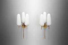 Hans Agne Jakobsson Hans Agne Jakobsson Brass and Glass Wall Sconces for AB Markaryd Sweden 1950s - 3394472