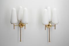Hans Agne Jakobsson Hans Agne Jakobsson Brass and Glass Wall Sconces for AB Markaryd Sweden 1950s - 3394475