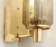 Hans Agne Jakobsson Hans Agne Jakobsson Brass and Smoked Glass Sconces - 913173