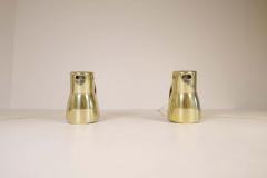 Hans Agne Jakobsson Hans Agne Jakobsson Brass and Stained Wood Wall Lamps Sweden 1970s - 2297086