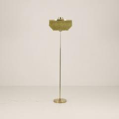 Hans Agne Jakobsson Hans Agne Jakobsson Floor Lamp Model G100 Brass Green Fringes Markaryd 1960s - 4761667