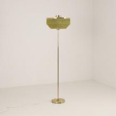 Hans Agne Jakobsson Hans Agne Jakobsson Floor Lamp Model G100 Brass Green Fringes Markaryd 1960s - 4761675