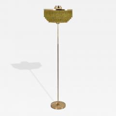 Hans Agne Jakobsson Hans Agne Jakobsson Floor Lamp Model G100 Brass Green Fringes Markaryd 1960s - 4762125