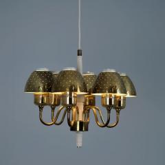 Hans Agne Jakobsson Hans Agne Jakobsson Perforated Brass Chandelier Model T 526 for Markaryd 1960s - 4525097