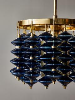 Hans Agne Jakobsson Hans Agne Jakobsson T 581 Chandelier with Blue Glass - 2852349