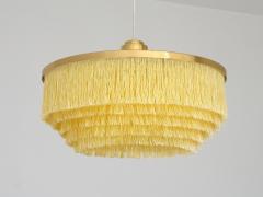 Hans Agne Jakobsson Hans Agne Jakobsson T 603 Fringe Pendant Light Brass and Silk Sweden 1960s - 4788132