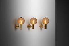 Hans Agne Jakobsson Hans Agne Jakobsson V 149 Set of 3 Wall Sconces for AB Markaryd Sweden 1960s - 3577929