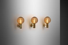 Hans Agne Jakobsson Hans Agne Jakobsson V 149 Set of 3 Wall Sconces for AB Markaryd Sweden 1960s - 3577931