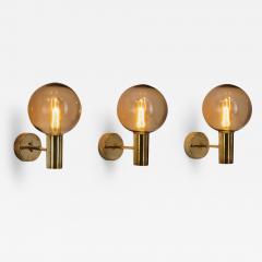 Hans Agne Jakobsson Hans Agne Jakobsson V 149 Set of 3 Wall Sconces for AB Markaryd Sweden 1960s - 3590830