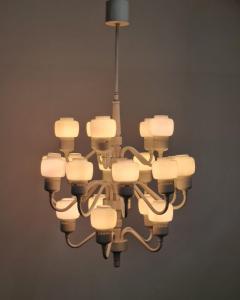 Hans Agne Jakobsson Hans Agne Jakobsson White Opaline Chandelier Model T 527 20 for Markaryd 1960s - 3947512