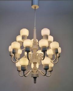 Hans Agne Jakobsson Hans Agne Jakobsson White Opaline Chandelier Model T 527 20 for Markaryd 1960s - 3947513