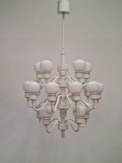 Hans Agne Jakobsson Hans Agne Jakobsson White Opaline Chandelier Model T 527 20 for Markaryd 1960s - 3947521