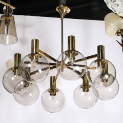 Hans Agne Jakobsson Mid Century Modernist 8 Globe Polished Brass Chandelier by Hans Agne Jakobsson - 3523637