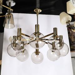 Hans Agne Jakobsson Mid Century Modernist 8 Globe Polished Brass Chandelier by Hans Agne Jakobsson - 3523654
