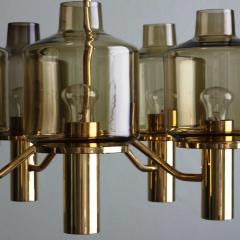 Hans Agne Jakobsson Mid century brass glass chandelier Hans Agne Jakobsson 1960s - 982874
