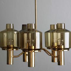 Hans Agne Jakobsson Mid century brass glass chandelier Hans Agne Jakobsson 1960s - 982875