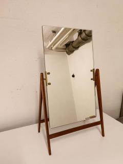 Hans Agne Jakobsson Midcentury Hans Agne Jakobsson Brass and Teak Large Rare Table Mirror Sweden - 2297080