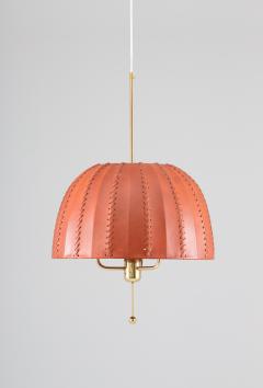 Hans Agne Jakobsson Midcentury Swedish Pendant in Brass and Leather by Hans Agne Jakobsson - 1384418