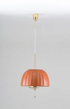 Hans Agne Jakobsson Midcentury Swedish Pendants in Brass and Leather by Hans Agne Jakobsson - 2206806