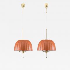 Hans Agne Jakobsson Midcentury Swedish Pendants in Brass and Leather by Hans Agne Jakobsson - 2212114