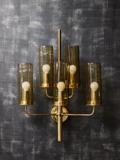 Hans Agne Jakobsson Pair of 169 5 Brass and Glass Wall sconces by Hans Agne Jakobsson - 3051688