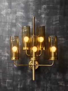 Hans Agne Jakobsson Pair of 169 5 Brass and Glass Wall sconces by Hans Agne Jakobsson - 3051689