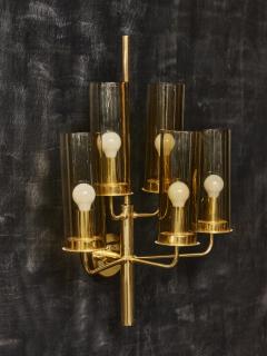 Hans Agne Jakobsson Pair of 169 5 Brass and Glass Wall sconces by Hans Agne Jakobsson - 3051690