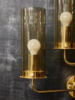 Hans Agne Jakobsson Pair of 169 5 Brass and Glass Wall sconces by Hans Agne Jakobsson - 3051691