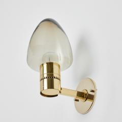 Hans Agne Jakobsson Pair of 1960s Hans Agne Jakobsson Model V 220 Brass Glass Sconces for Markaryd - 2993712