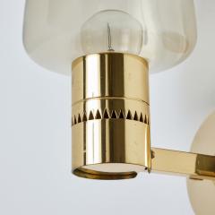 Hans Agne Jakobsson Pair of 1960s Hans Agne Jakobsson Model V 220 Brass Glass Sconces for Markaryd - 2993714