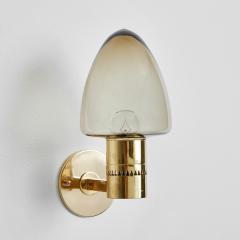 Hans Agne Jakobsson Pair of 1960s Hans Agne Jakobsson Model V 220 Brass Glass Sconces for Markaryd - 2993718