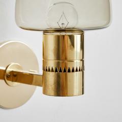 Hans Agne Jakobsson Pair of 1960s Hans Agne Jakobsson Model V 220 Brass Glass Sconces for Markaryd - 2993720