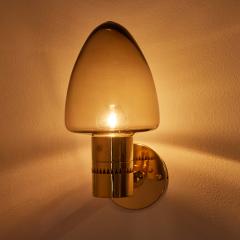 Hans Agne Jakobsson Pair of 1960s Hans Agne Jakobsson Model V 220 Brass Glass Sconces for Markaryd - 2993722