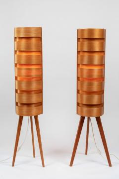 Hans Agne Jakobsson Pair of 1960s Hans Agne Jakobsson Wood Tripod Floor Lamps for AB Ellysett - 1181376