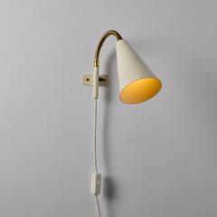 Hans Agne Jakobsson Pair of 1960s Plug in White Conical Wall Lamps Attributed to Hans Agne Jakobsson - 4493082