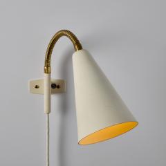Hans Agne Jakobsson Pair of 1960s Plug in White Conical Wall Lamps Attributed to Hans Agne Jakobsson - 4493083