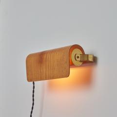 Hans Agne Jakobsson Pair of 1960s Wood Brass Wall Lamps Attributed to Hans Agne Jakobsson - 3490074