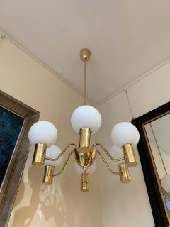 Hans Agne Jakobsson Pair of Brass and Glass Globes Chandeliers by Hans Agne Jakobsson - 1493425