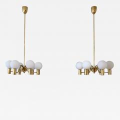 Hans Agne Jakobsson Pair of Brass and Glass Globes Chandeliers by Hans Agne Jakobsson - 1496161