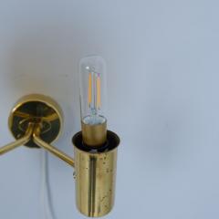 Hans Agne Jakobsson Pair of Hans Agne Jakobsson Brass Scones Model V 149 2 Amber Glass 1950s - 4722271