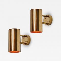 Hans Agne Jakobsson Pair of Hans Agne Jakobsson C 627 110 Rulle Raw Brass Outdoor Sconces - 3493455
