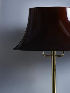 Hans Agne Jakobsson Pair of Hans Agne Jakobsson G 199 Floor Lamps in Brass and Brown Acrylic Shades - 1805747