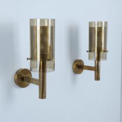 Hans Agne Jakobsson Pair of Hans Agne Jakobsson Scones Model V147 in Glass Brass 1960s - 4722254
