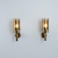 Hans Agne Jakobsson Pair of Hans Agne Jakobsson Scones Model V147 in Glass Brass 1960s - 4722262