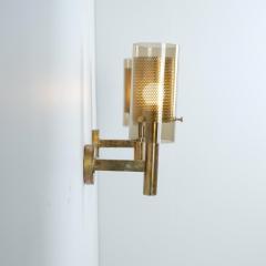Hans Agne Jakobsson Pair of Hans Agne Jakobsson Scones Model V147 in Glass Brass 1960s - 4722263