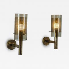 Hans Agne Jakobsson Pair of Hans Agne Jakobsson Scones Model V147 in Glass Brass 1960s - 4728370