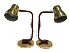 Hans Agne Jakobsson Pair of Hans Agne Jakobsson Table Lamps in Wood Brass Late 20thCentury Sweden - 3955978