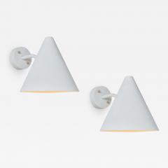 Hans Agne Jakobsson Pair of Hans Agne Jakobsson Tratten Outdoor Sconces in White - 2040475