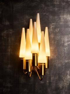 Hans Agne Jakobsson Pair of Hans Agne Jakobsson V 149 7 Brass and Opaline Glass Wall Sconces - 4693387